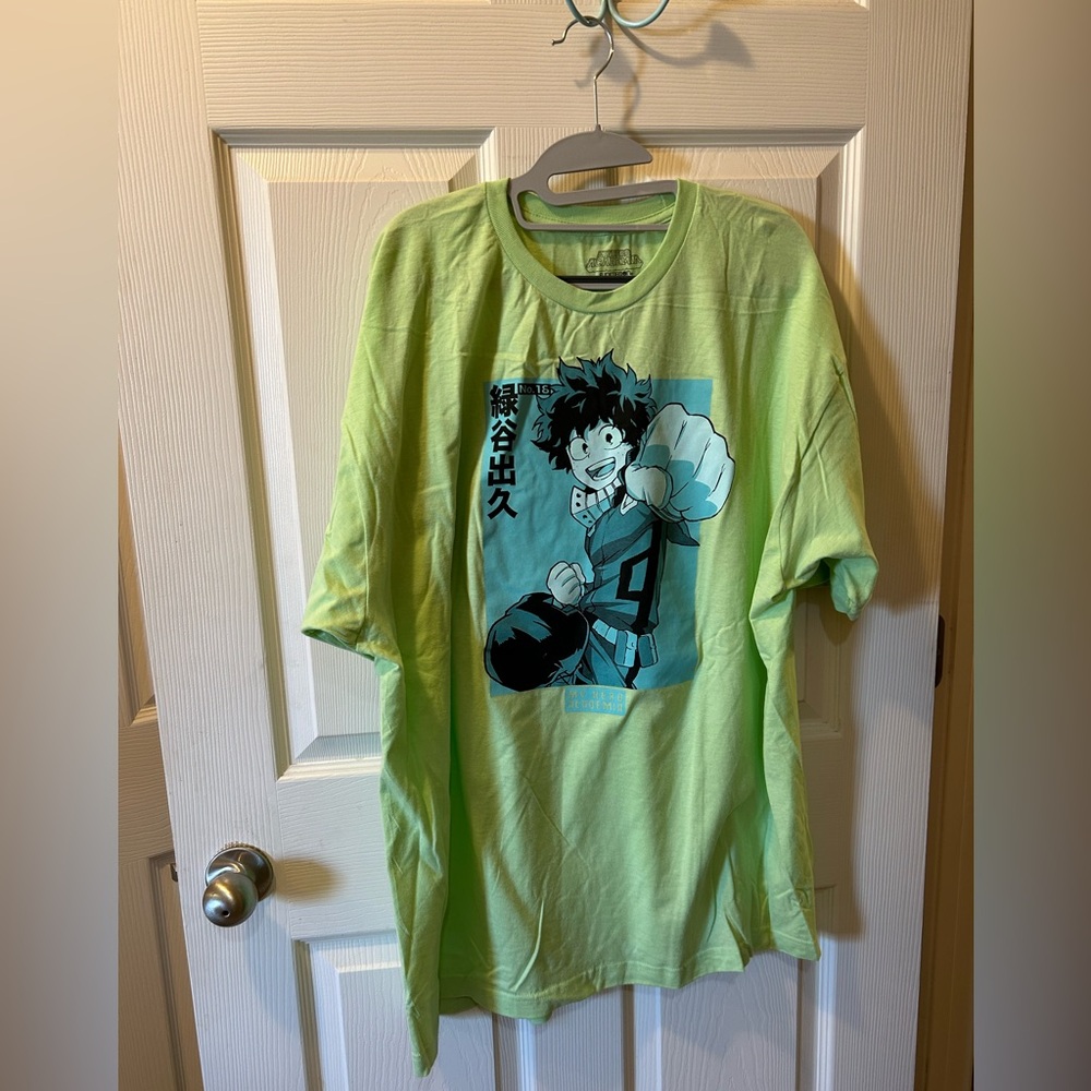 My Hero Academia Men’s XXL Green Anime Graphic T-Shirt 100% Cotton NWOT